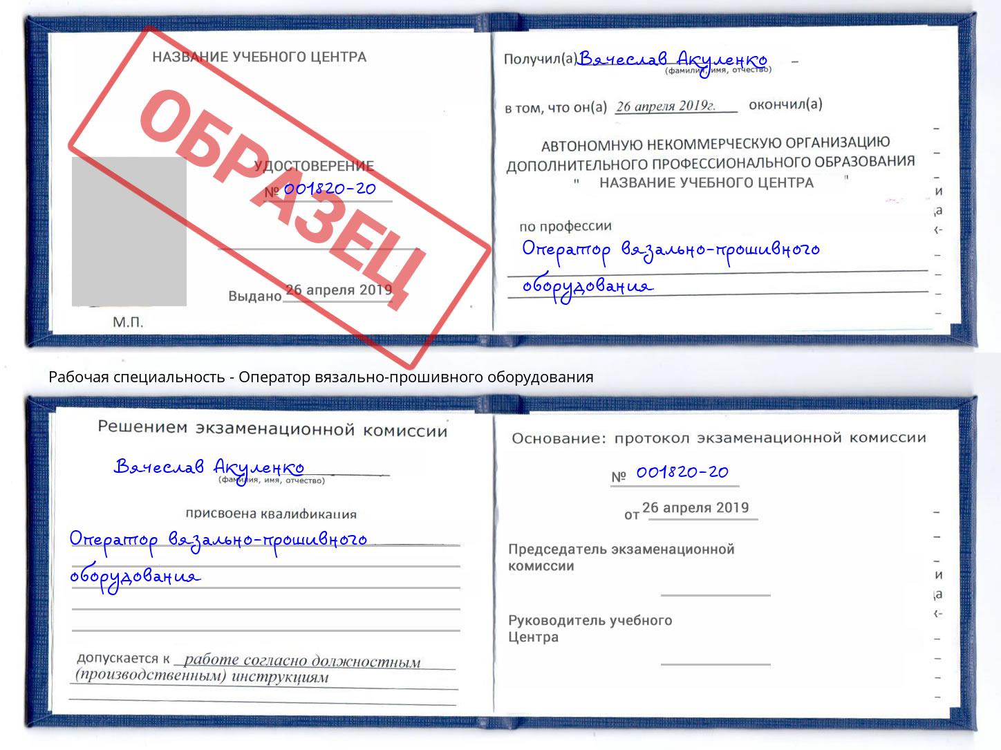 Оператор вязально-прошивного оборудования Людиново