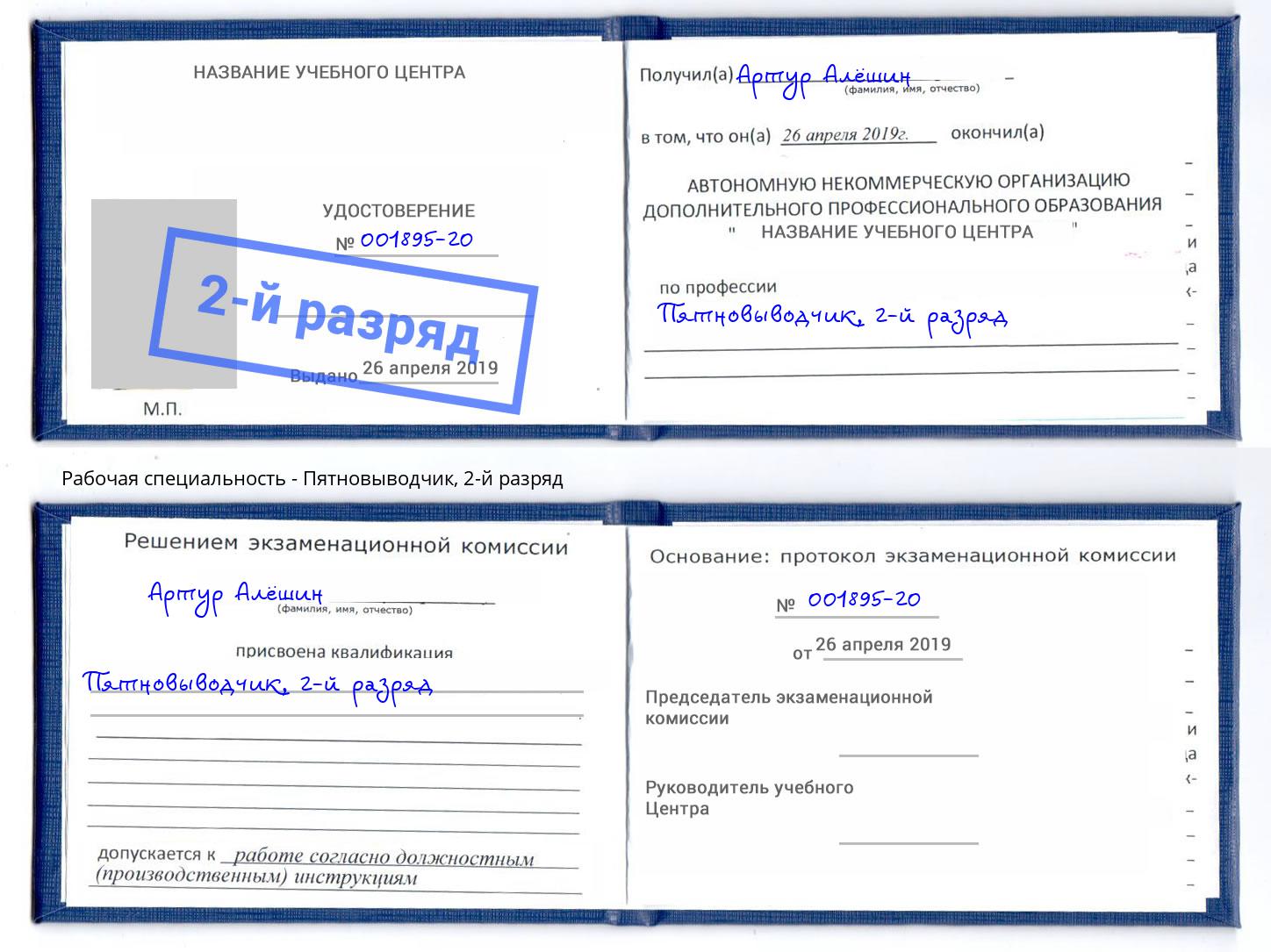корочка 2-й разряд Пятновыводчик Людиново