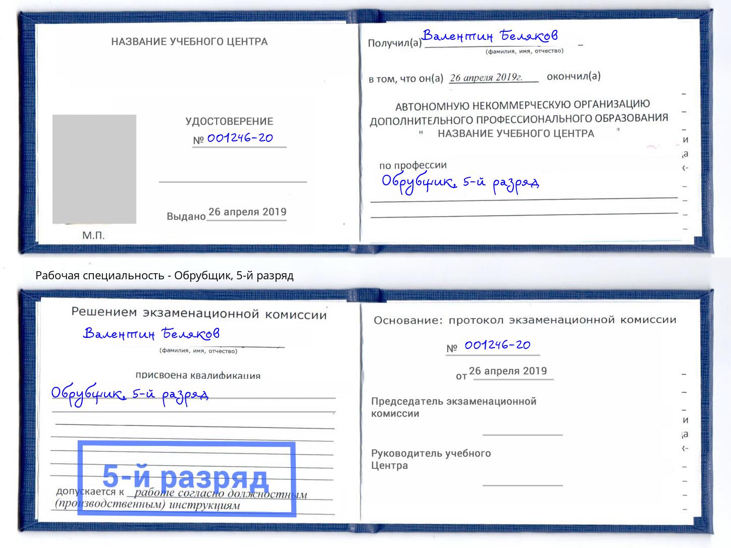 корочка 5-й разряд Обрубщик Людиново